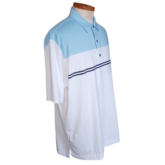 Footjoy Golf Polo Shirt Mens 2XL Heather Sky White Navy Colorblock Lisle 26070 - Picture 6 of 16